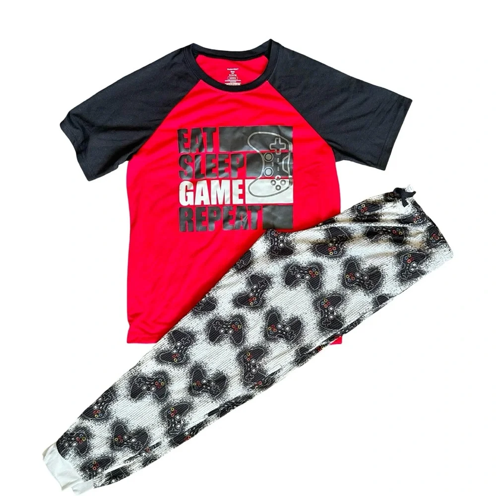 Big Boys 14/16 fleece long sleeve short sleeve 3-piece pajama set